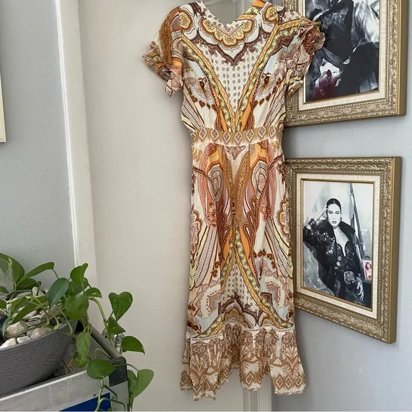 ANTHROPOLOGIE Farm Rio V Neck Flutter Sleeve Dress - Picture 2 of 15